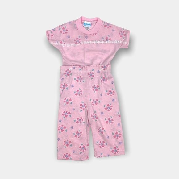 Vintage Carter's Pink Two Piece Pajama Set 12 Months USA - Picture 1 of 11
